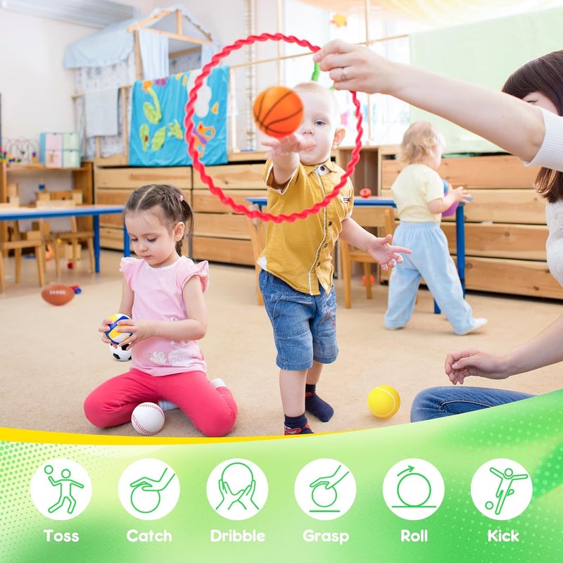 PlayZap 6 Pack Balls for Toddlers Kids, Foam Soft Balls Set, 3.5" Small Soccer Basketball Baseball Football Volleyball Tennis, Indoor Outdoor Sports Toys Gifts for Boys Girls - Image 3
